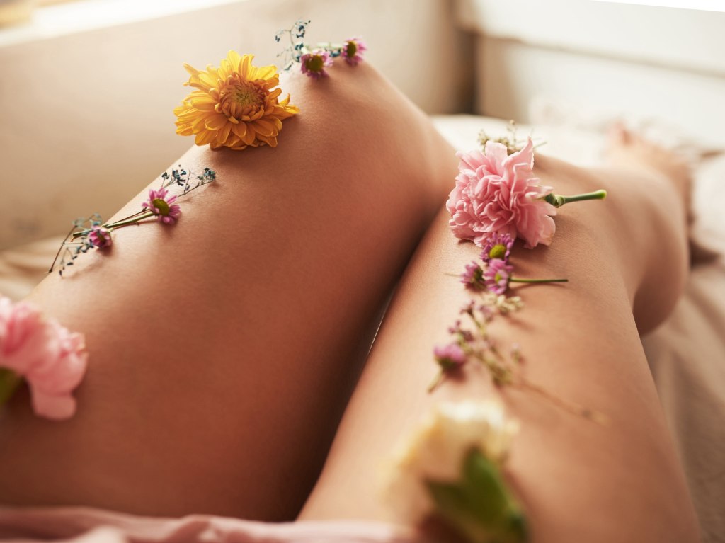 legs in flowers